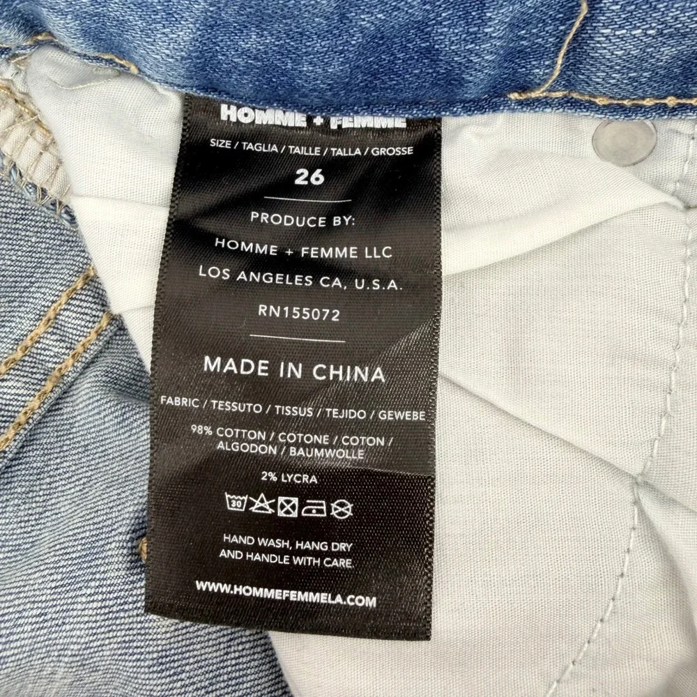 Homme +‎ Femme Light Wash Skinny Jeans Size 26 Blue Denim Stretch Streetwear
